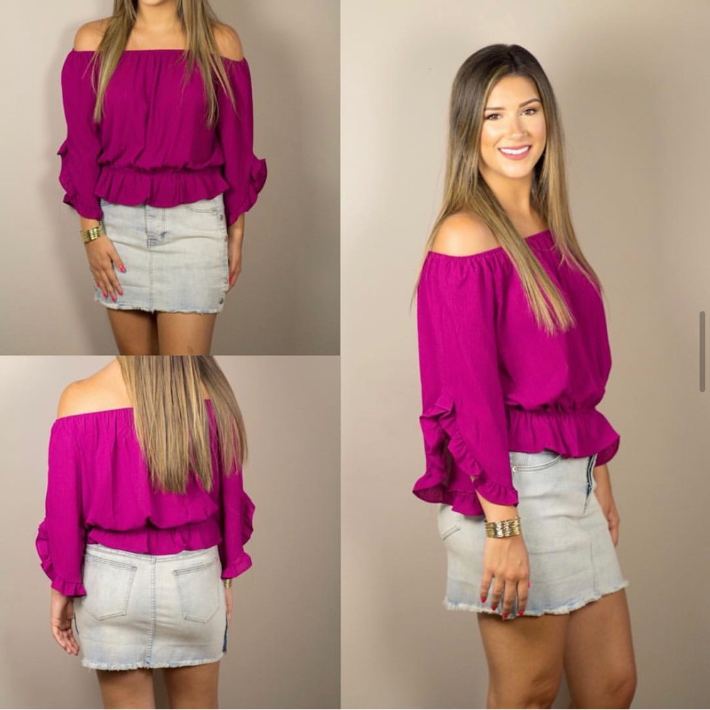Magenta off the shoulder blouse